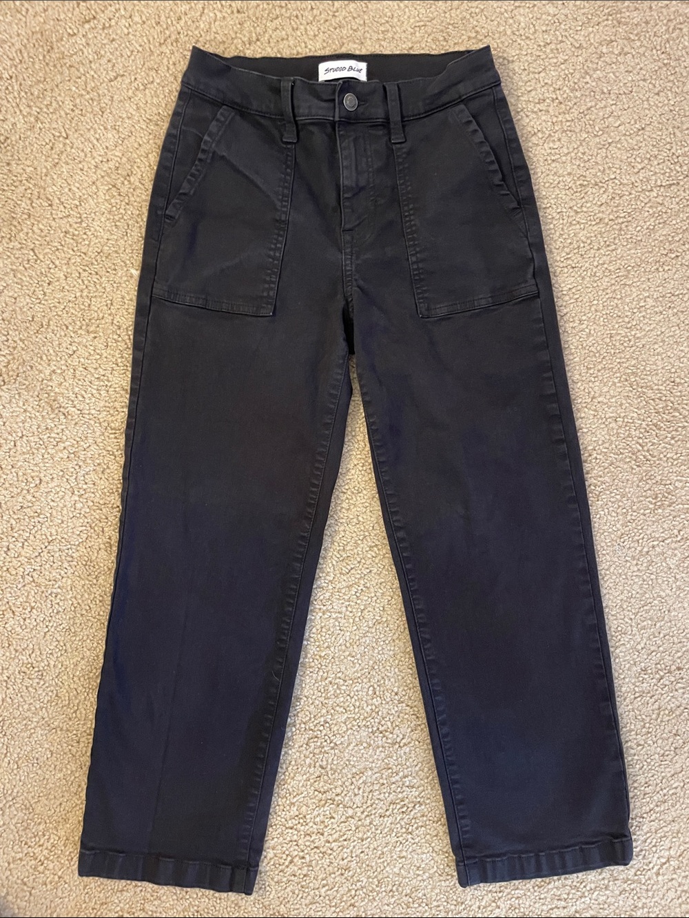 Studio Blue Black High-Rise Utility Ankle Pants